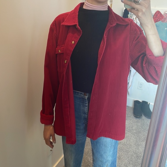Corduroy Shacket shirt chore coat TRADITIONS brand red cotton shirt 👍🏼 - Picture 2 of 5
